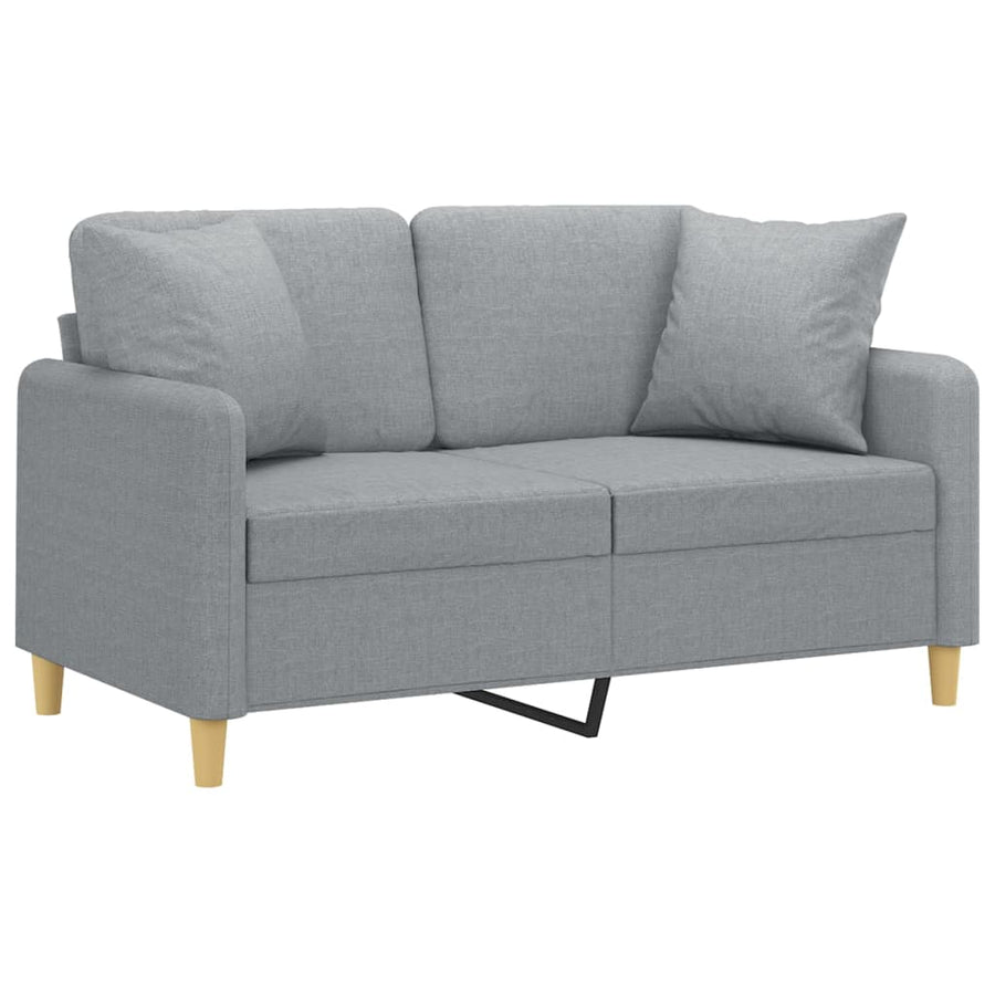 2-Seater Sofa with Throw Pillows Light Grey 120 cm Fabric