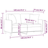 2-Seater Sofa with Throw Pillows Light Grey 120 cm Fabric - Low Angle