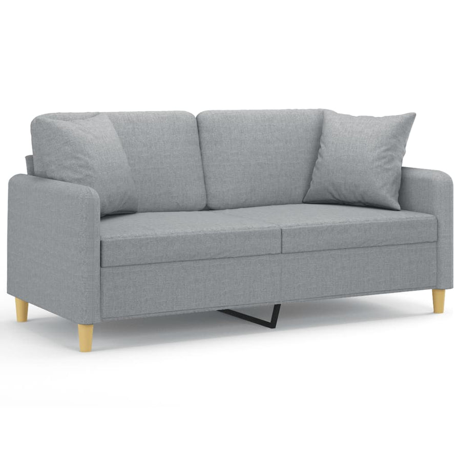 2-Seater Sofa with Throw Pillows Light Grey 140 cm Fabric