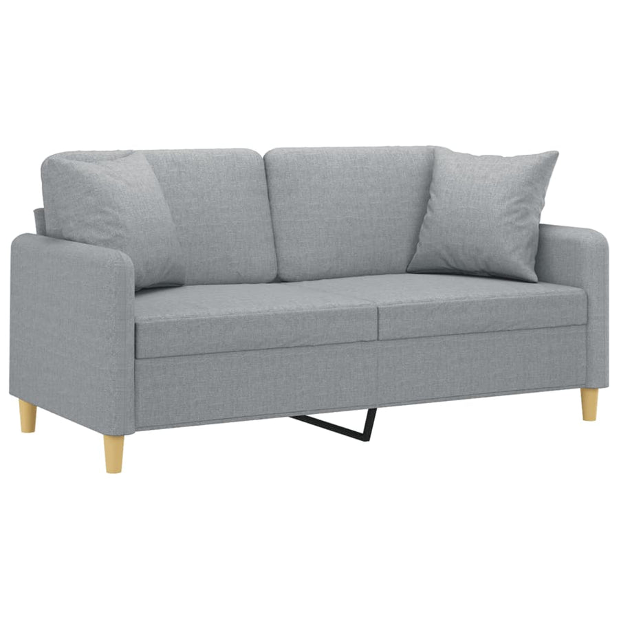 2-Seater Sofa with Throw Pillows Light Grey 140 cm Fabric