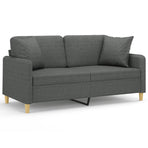 2-Seater Sofa with Throw Pillows Dark Grey 140 cm Fabric