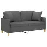 2-Seater Sofa with Throw Pillows Dark Grey 140 cm Fabric - Side View