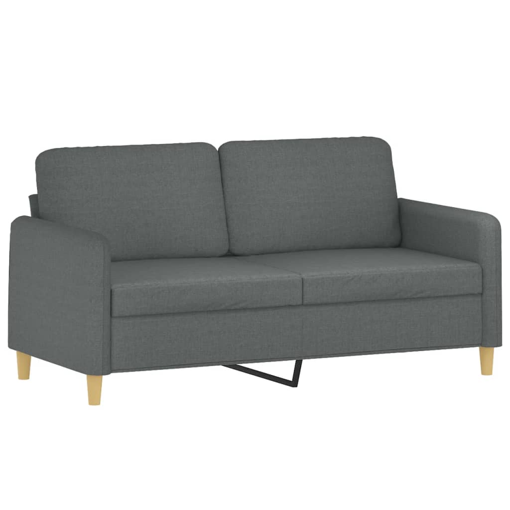 2-Seater Sofa with Throw Pillows Dark Grey 140 cm Fabric
