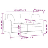 2-Seater Sofa with Throw Pillows Dark Grey 140 cm Fabric
