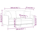 2-Seater Sofa with Throw Pillows Dark Grey 140 cm Fabric - Low Angle