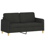 2-Seater Sofa with Throw Pillows Black 140 cm Fabric