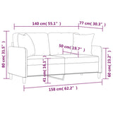 2-Seater Sofa with Throw Pillows Black 140 cm Fabric - Low Angle