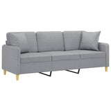 3-Seater Sofa with Throw Pillows Light Grey 180 cm Fabric - Side View