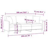 3-Seater Sofa with Throw Pillows Light Grey 180 cm Fabric