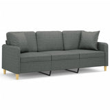 3-Seater Sofa with Throw Pillows Dark Grey 180 cm Fabric - Front View