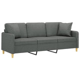 3-Seater Sofa with Throw Pillows Dark Grey 180 cm Fabric - Side View