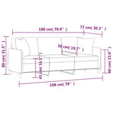 3-Seater Sofa with Throw Pillows Dark Grey 180 cm Fabric - Low Angle