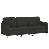 3-Seater Sofa with Throw Pillows Black 180 cm Fabric - Top-Down View