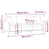 3-Seater Sofa with Throw Pillows Black 180 cm Fabric