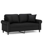 2-Seater Sofa with Throw Pillows Black 140 cm Faux Leather