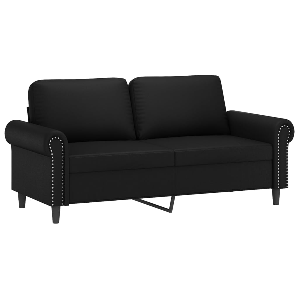 2-Seater Sofa with Throw Pillows Black 140 cm Faux Leather