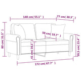 2-Seater Sofa with Throw Pillows Black 140 cm Faux Leather - Low Angle
