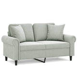 2-Seater Sofa with Throw Pillows Light Grey 120 cm Velvet - Front View