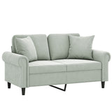 2-Seater Sofa with Throw Pillows Light Grey 120 cm Velvet - Side View