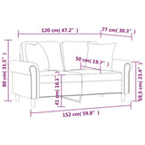 2-Seater Sofa with Throw Pillows Light Grey 120 cm Velvet - Low Angle