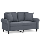 2-Seater Sofa with Throw Pillows Dark Grey 120 cm Velvet - Front View