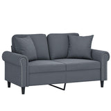 2-Seater Sofa with Throw Pillows Dark Grey 120 cm Velvet - Side View