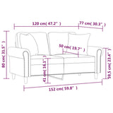 2-Seater Sofa with Throw Pillows Dark Grey 120 cm Velvet - Low Angle