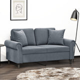 2-Seater Sofa with Throw Pillows Dark Grey 120 cm Velvet