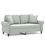 2-Seater Sofa with Throw Pillows Light Grey 140 cm Velvet - Front View