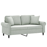 2-Seater Sofa with Throw Pillows Light Grey 140 cm Velvet - Side View