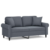 2-Seater Sofa with Throw Pillows Dark Grey 140 cm Velvet - Front View