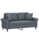 2-Seater Sofa with Throw Pillows Dark Grey 140 cm Velvet - Side View