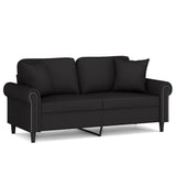 2-Seater Sofa with Throw Pillows Black 140 cm Velvet - Front View