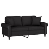 2-Seater Sofa with Throw Pillows Black 140 cm Velvet - Side View
