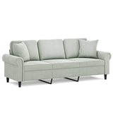 3-Seater Sofa with Throw Pillows Light Grey 180 cm Velvet - Front View