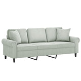 3-Seater Sofa with Throw Pillows Light Grey 180 cm Velvet - Side View