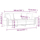 3-Seater Sofa with Throw Pillows Light Grey 180 cm Velvet - Low Angle