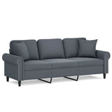 3-Seater Sofa with Throw Pillows Dark Grey 180 cm Velvet - Front View