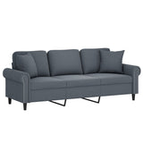 3-Seater Sofa with Throw Pillows Dark Grey 180 cm Velvet - Side View