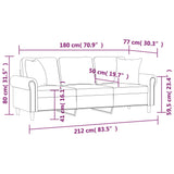 3-Seater Sofa with Throw Pillows Dark Grey 180 cm Velvet - Low Angle