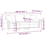 3-Seater Sofa with Throw Pillows Black 180 cm Velvet