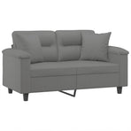 2-Seater Sofa with Pillows Dark Grey 120 cm Microfibre Fabric