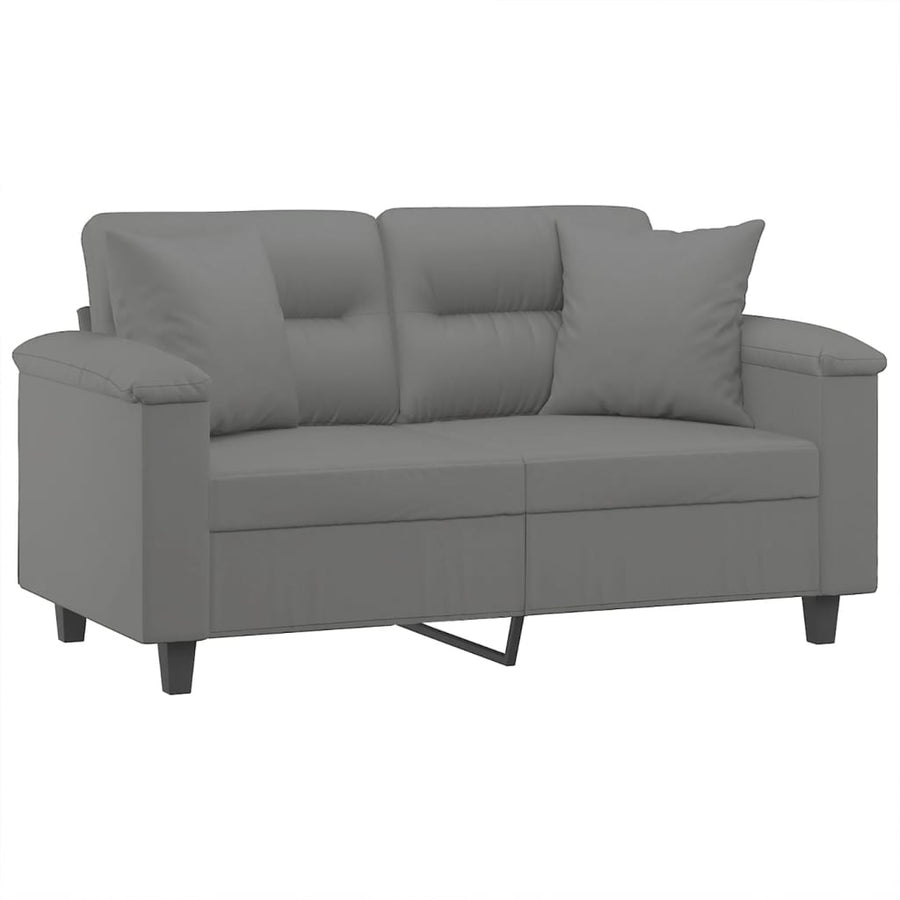 2-Seater Sofa with Pillows Dark Grey 120 cm Microfibre Fabric