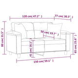 2-Seater Sofa with Pillows Dark Grey 120 cm Microfibre Fabric