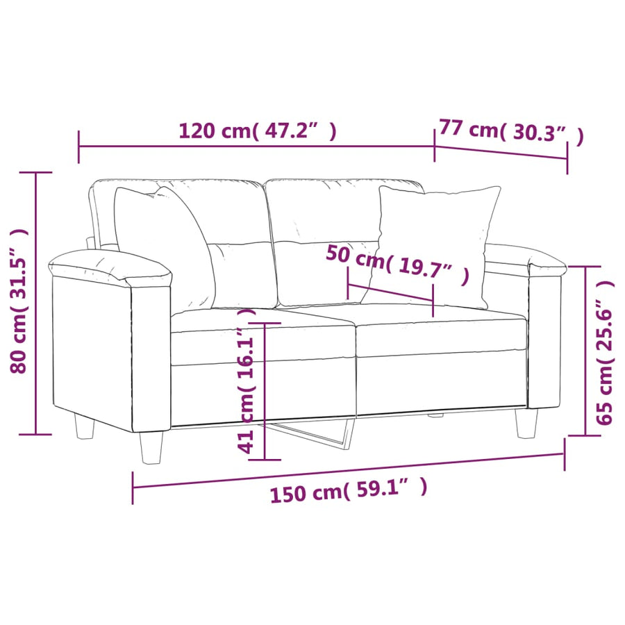2-Seater Sofa with Pillows Dark Grey 120 cm Microfibre Fabric