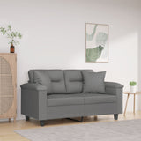 2-Seater Sofa with Pillows Dark Grey 120 cm Microfibre Fabric