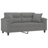 2-Seater Sofa with Pillows Dark Grey 140 cm Microfibre Fabric - Side View
