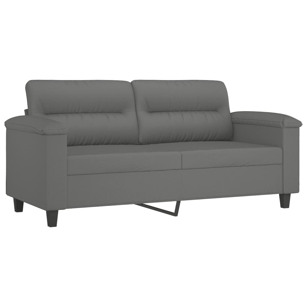 2-Seater Sofa with Pillows Dark Grey 140 cm Microfibre Fabric