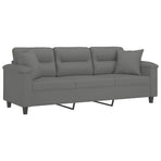 3-Seater Sofa with Pillows Dark Grey 180 cm Microfibre Fabric