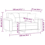 2-Seater Sofa with Throw Pillows Black 120 cm Faux Leather - Low Angle